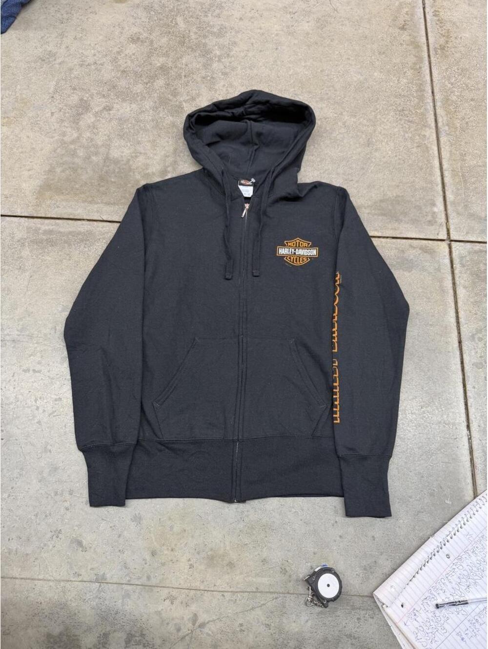 vintage harley davidson black full zip hoodie size medium WOMENS